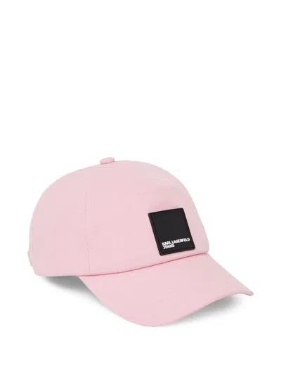 Karl Lagerfeld Jeans Box Logo Cap In Pink