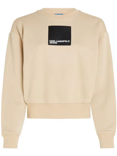 Karl Lagerfeld Jeans Box Logo Patch Sweatshirt In Brown