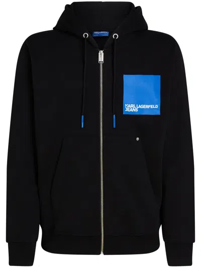 Karl Lagerfeld Jeans Logo-print Hoodie In Black