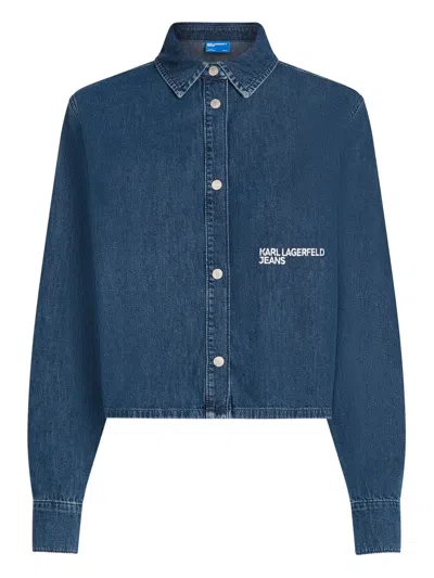 Karl Lagerfeld Jeans Boxy Denim Blouse In 蓝色