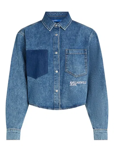 Karl Lagerfeld Jeans Boxy Denim Shirt In Blue