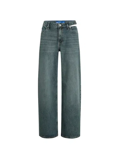 Karl Lagerfeld Jeans Buckle Cut-out Jeans In Green