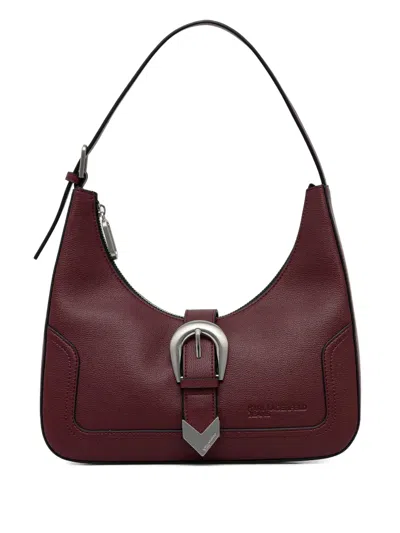 Karl Lagerfeld Jeans Buckled-strap Shoulder Bag In Burgundy