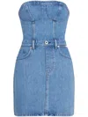 Karl Lagerfeld Jeans Bustier-style Cut-out Denim Minidress In Blue