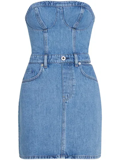 Karl Lagerfeld Jeans Bustier-style Cut-out Denim Minidress In Blue