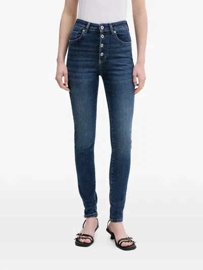 Karl Lagerfeld Jeans Button-embellished Jeans In Blue
