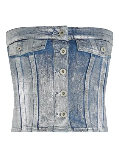 Karl Lagerfeld Jeans Button-fastening Denim Bustier In Blue