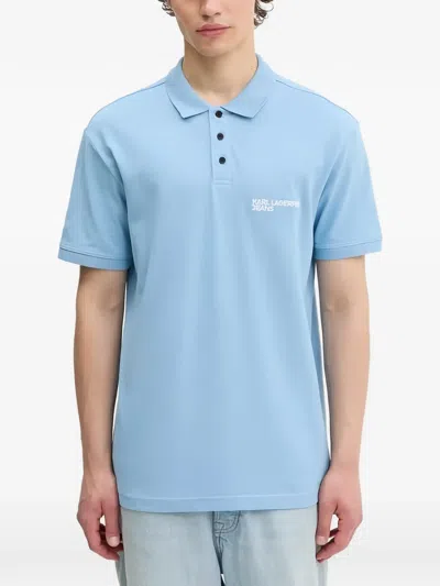 Karl Lagerfeld Jeans Button Polo Shirt In Blue