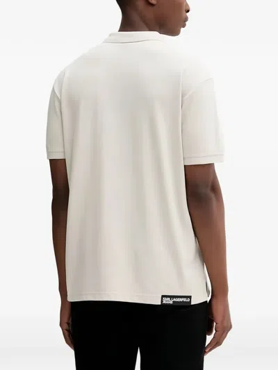 Karl Lagerfeld Jeans Button Polo Shirt In White