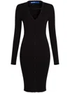 Karl Lagerfeld Jeans Button-up Ribbed-knit Dress In Black