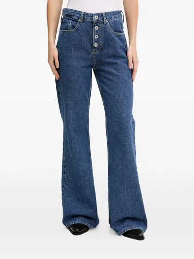Karl Lagerfeld Jeans Button-fly Flared Jeans In Blue