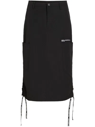 Karl Lagerfeld Jeans Cargo Midi Skirt In Black