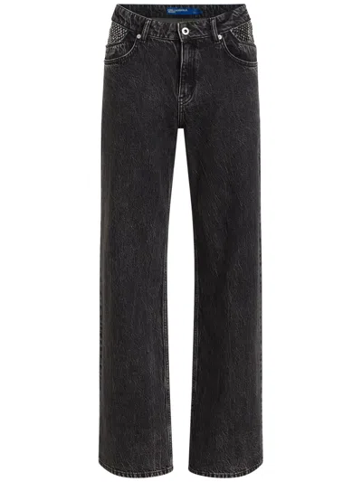Karl Lagerfeld Jeans Chain-panel Straight-leg Jeans In Grey