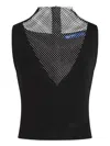 Karl Lagerfeld Jeans Chainmail-detail High-neck Top In Black