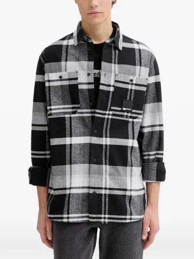Karl Lagerfeld Jeans Check Patch-detail Shirt In Black