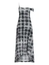 Karl Lagerfeld Jeans Checked One-shoulder Maxi Dress In Black