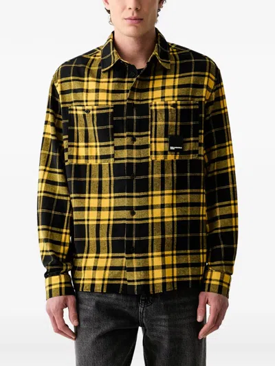 Karl Lagerfeld Jeans Check-pattern Patch-detail Shirt In Black
