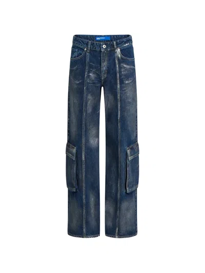 Karl Lagerfeld Jeans Coated Cargo Pants In Blue