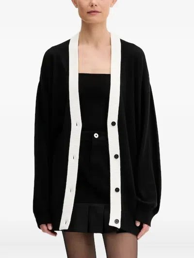 Karl Lagerfeld Jeans Contrast-panel Cardigan In Black