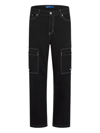 Karl Lagerfeld Jeans Contrast-stitching Cargo Trousers In Black