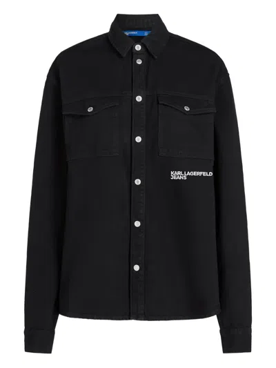 Karl Lagerfeld Jeans Cotton Shirt Jacket In Black