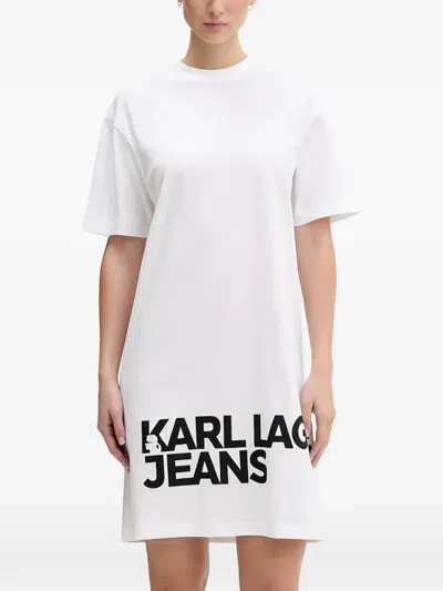 Karl Lagerfeld Jeans Crew-neck Mini Dress In White