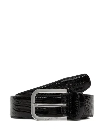 Karl Lagerfeld Jeans Croc-effect Leather Belt In Pink