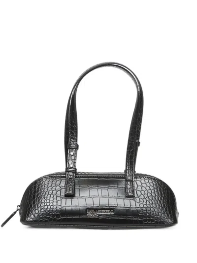 Karl Lagerfeld Jeans Croc-effect Shoulder Bag In Black