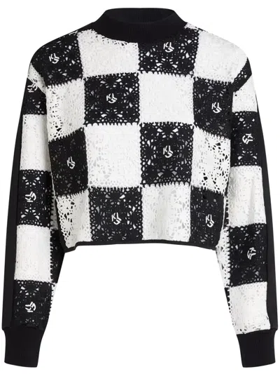 Karl Lagerfeld Jeans Crochet Cropped Sweater In ホワイト