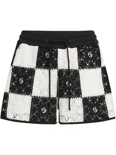 Karl Lagerfeld Jeans Crochet-knit Shorts In Black