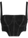Karl Lagerfeld Jeans Cropped Denim Tank Top In Black