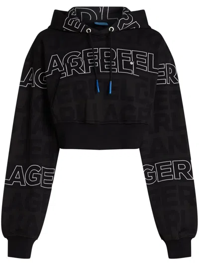 Karl Lagerfeld Jeans Cropped Hoodie In Black