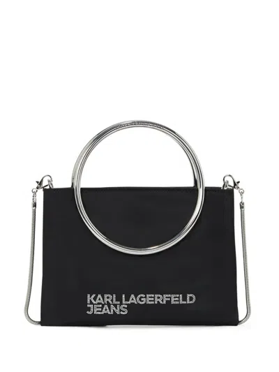 Karl Lagerfeld Jeans Crystal-embellished Tote Bag In Black