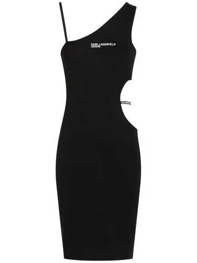 Karl Lagerfeld Jeans Cut-out Tank Minidress In Black