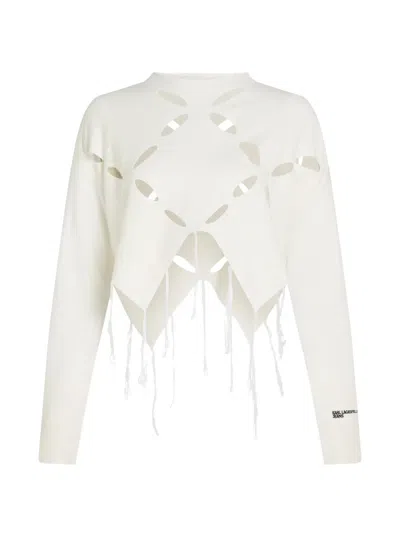 Karl Lagerfeld Jeans Cut-out Fringed Sweater In Yellow