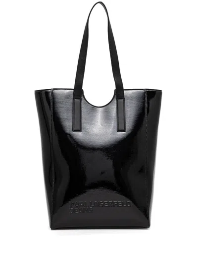 Karl Lagerfeld Jeans Debossed-logo Tote Bag In Black