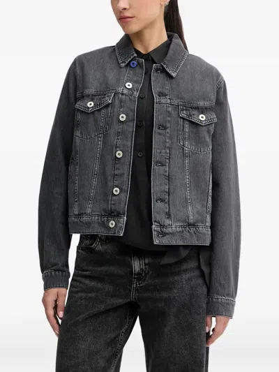 Karl Lagerfeld Jeans Denim Button Jacket In Black
