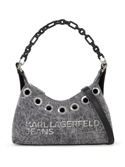 Karl Lagerfeld Jeans Denim Shoulder Bag In Grey