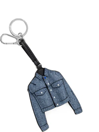 Karl Lagerfeld Jeans Denim-jacket Charm Keyring In Blue
