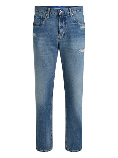 Karl Lagerfeld Jeans Distressed Tapered Jeans In Blue