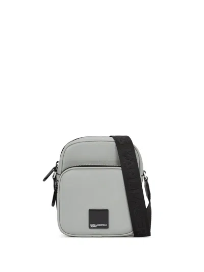 Karl Lagerfeld Jeans Double-zip Crossbody Bag In Grey