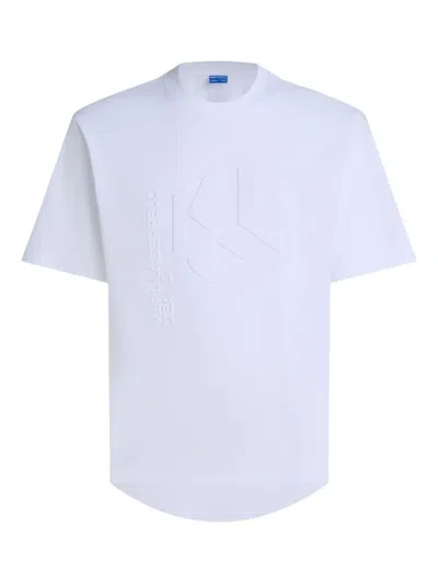 Karl Lagerfeld Jeans Embossed-logo T-shirt In White