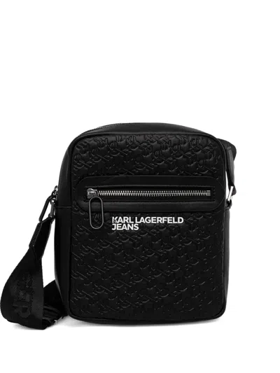 Karl Lagerfeld Jeans Embossed Messenger Bag In Brown