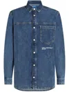 Karl Lagerfeld Jeans Klj Regular Denim Shirt Man Denim Shirt Blue Size Xs Organic Cotton In Blau