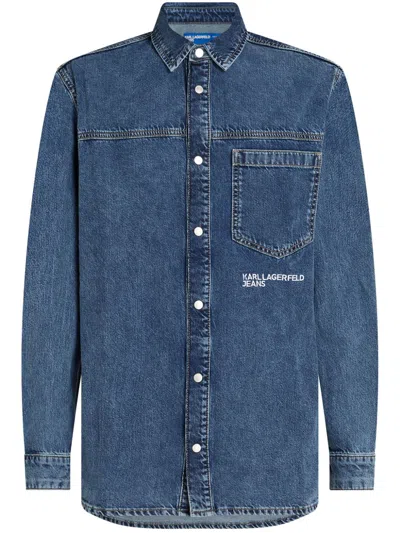 KARL LAGERFELD JEANS EMBROIDERED DENIM SHIRT
