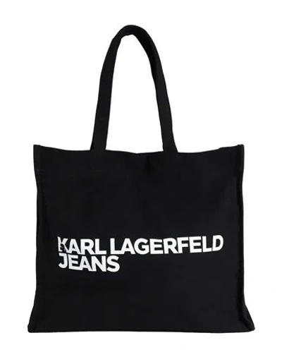 Karl Lagerfeld Jeans Ew Logo Shopper Woman Shoulder Bag Black Size - Recycled Cotton, Cotton In Burgundy