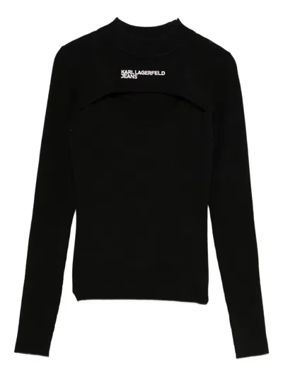 Karl Lagerfeld Jeans Fine-ribbed Jumper In Black