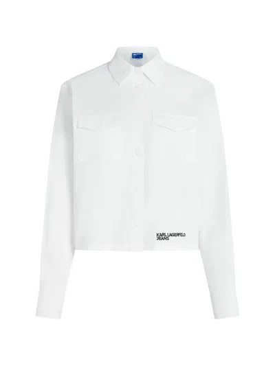 Karl Lagerfeld Jeans Flap-pocket Logo Shirt In White