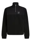 Karl Lagerfeld Jeans Fleece Half-zip Sweatshirt In Black
