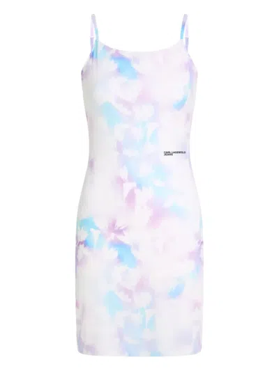 Karl Lagerfeld Jeans Floral-print Mesh Dress In White